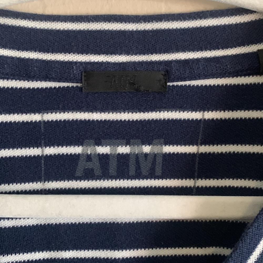 ATM ANTHONY THOMAS MELILLO Stripe Shift Dress In Navy/ Chalk Stripe Size Small - Picture 7 of 9